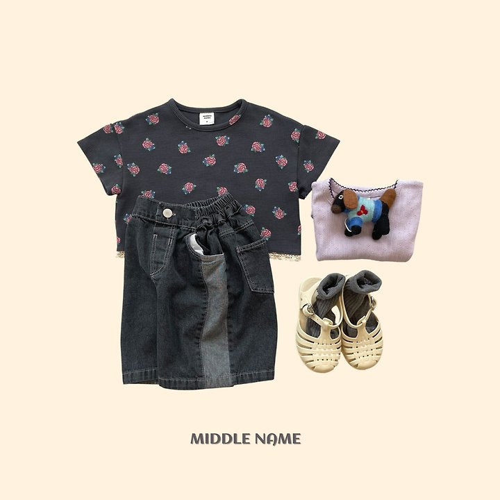 【予約】Vintage flower waffle T / middle nameS-JM