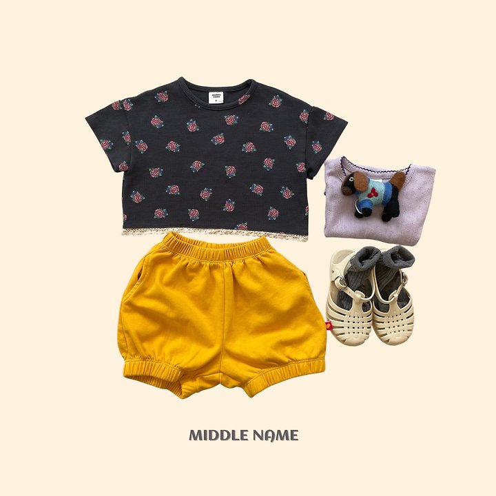 【予約】Vintage flower waffle T / middle nameS-JM