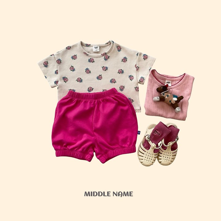 【予約】Vintage flower waffle T / middle nameS-JM