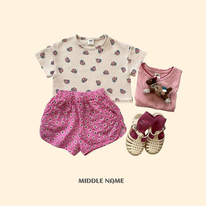 【予約】Vintage flower waffle T / middle nameS-JM