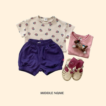 【予約】Vintage flower waffle T / middle nameS-JM