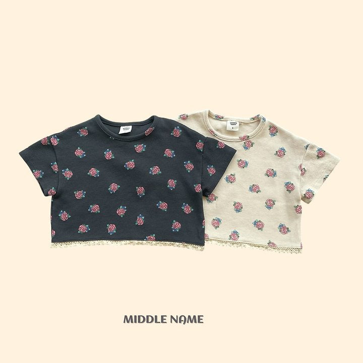 【予約】Vintage flower waffle T / middle nameS-JM