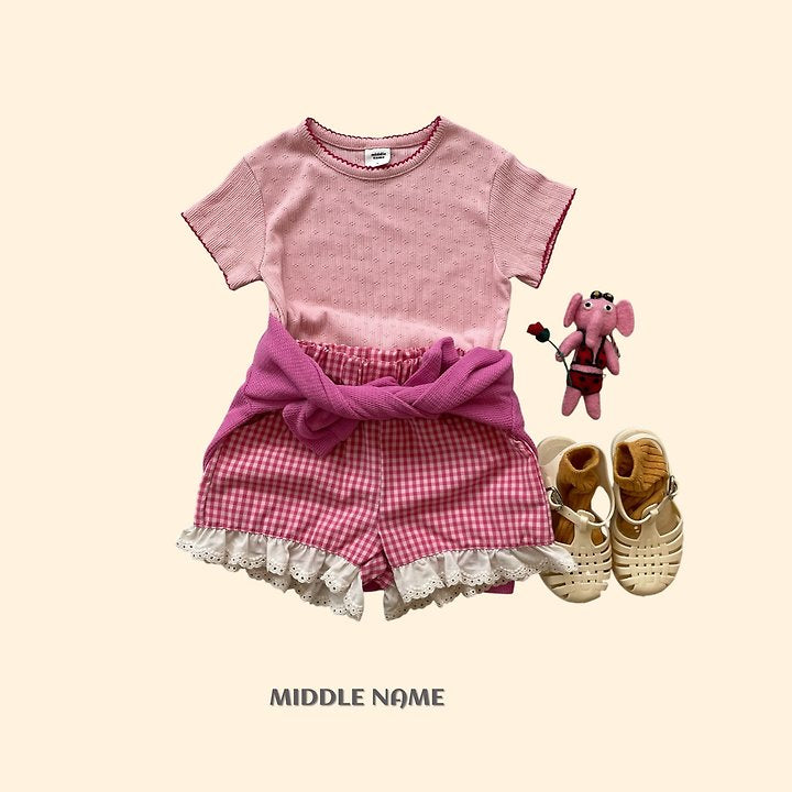 【予約】check lace pants / middle nameS-JM