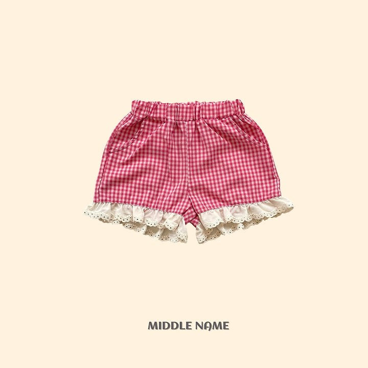 【予約】check lace pants / middle nameS-JM