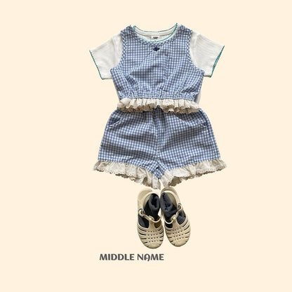 【予約】check lace pants / middle nameS-JM