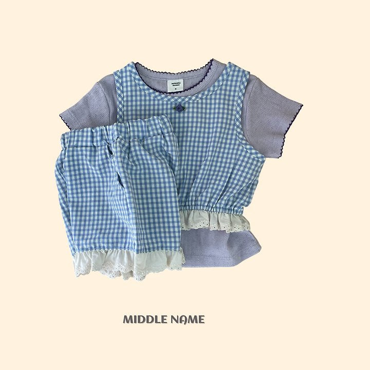 【予約】check lace pants / middle nameS-JM