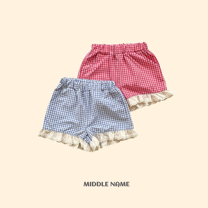 【予約】check lace pants / middle nameS-JM