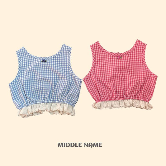 【予約】check sleevless / middle name(S-JM)