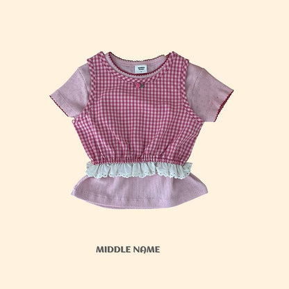 【予約】check sleevless / middle name(S-JM)