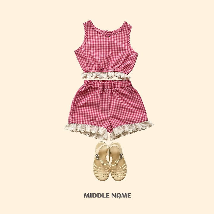 【予約】check sleevless / middle name(S-JM)
