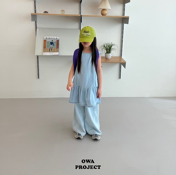 【予約】denim one-piece / owa (S-JS)절개청원피스