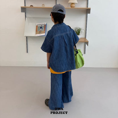 【予約】linen denim shirt / owa (S-JL)