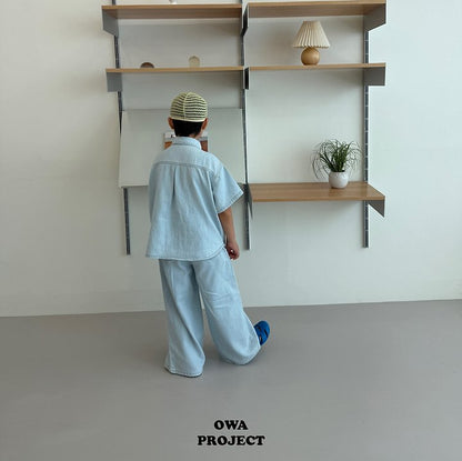【予約】linen denim shirt / owa (S-JL)