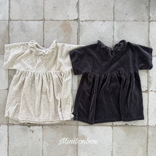 【予約】dot frill one-piece / minibonbon (XS-JS)
