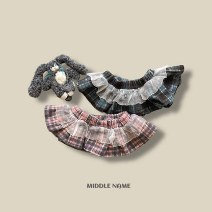 【予約】check layered skirt  / middle name (S-JM)　