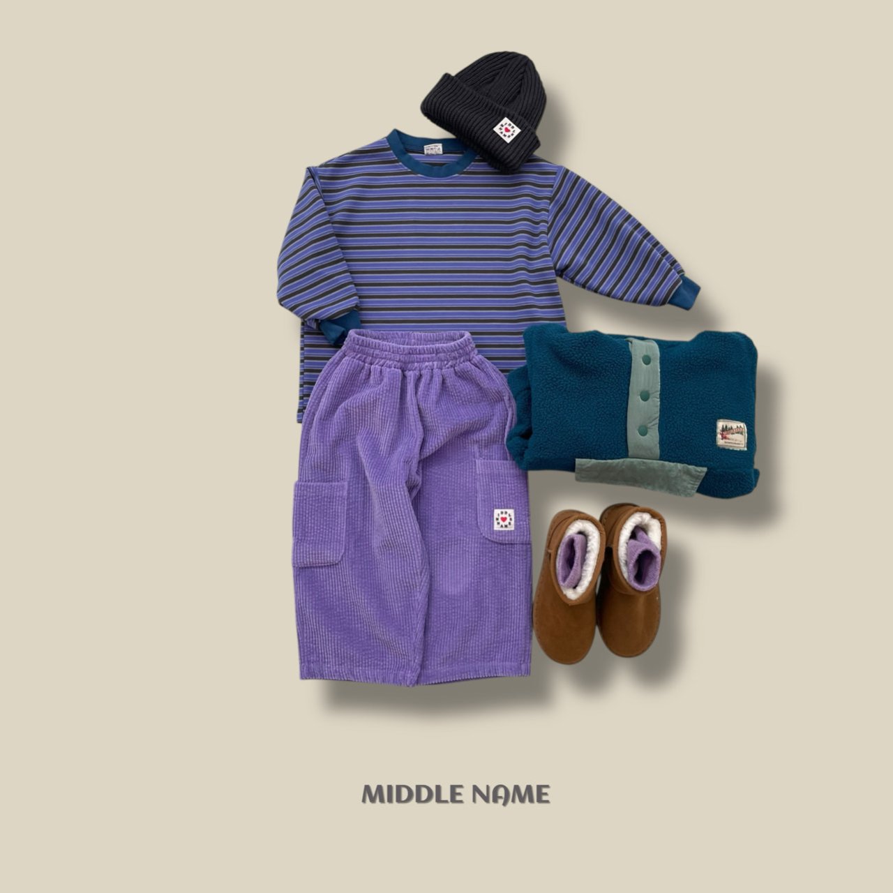 【予約】peach border T  / middle name (S-JM)