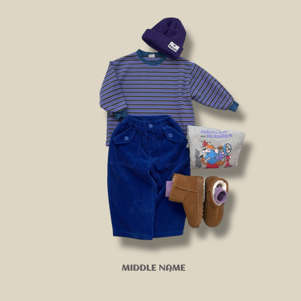 【予約】peach border T  / middle name (S-JM)