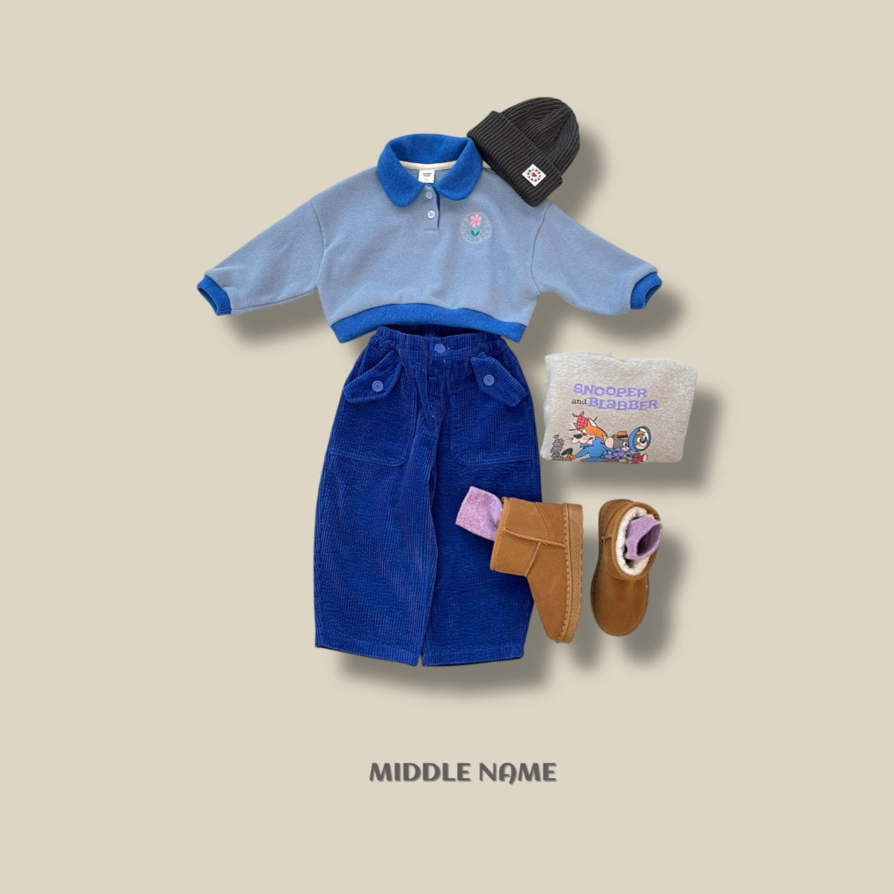 【予約】round embroidery collar T  / middle name (S-JM) 동글자수