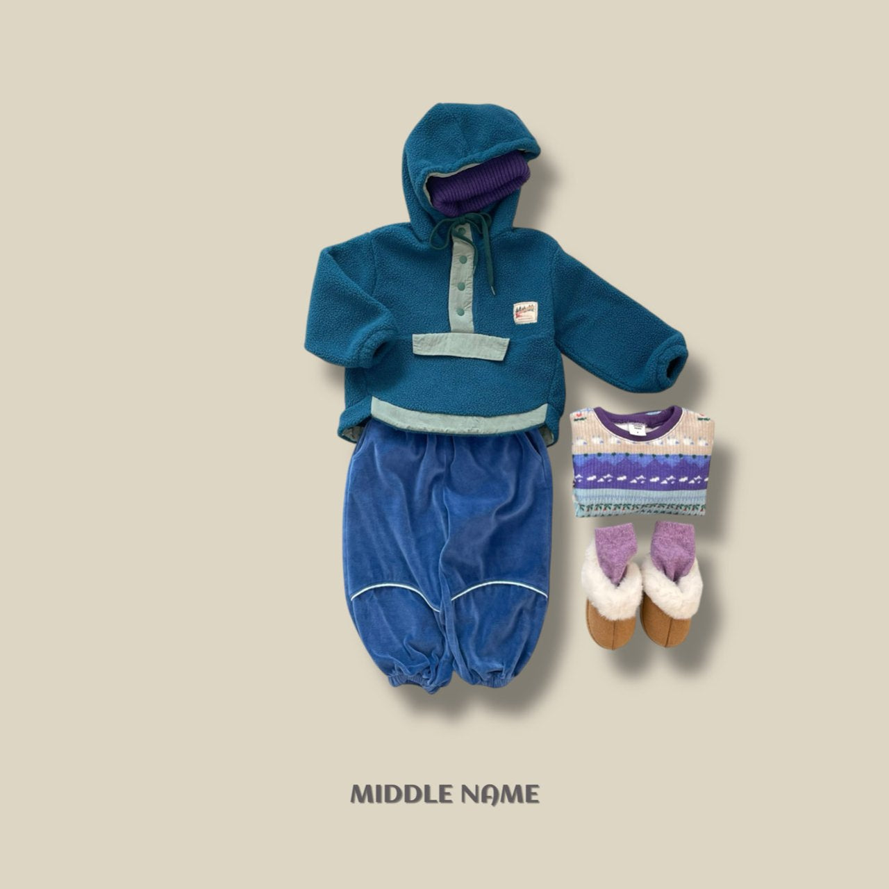 【予約】fleece hood anorak  / middle name (S-JM)