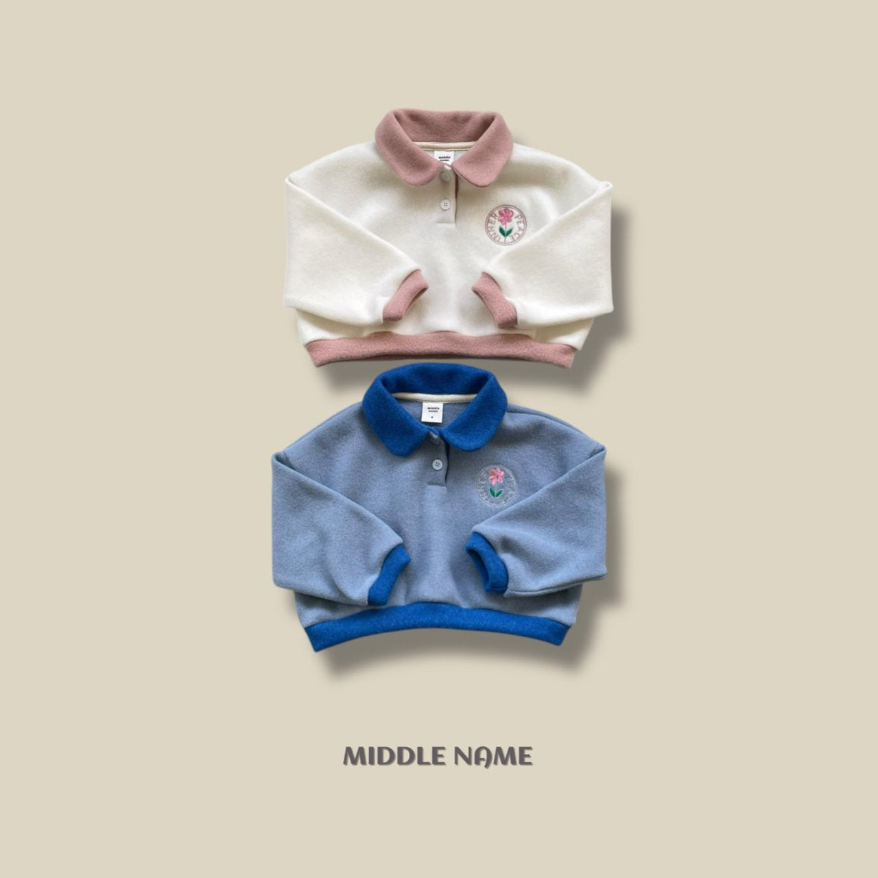 【予約】round embroidery collar T  / middle name (S-JM) 동글자수