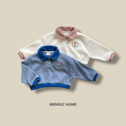 【予約】round embroidery collar T  / middle name (S-JM) 동글자수