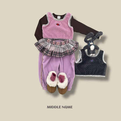 【予約】check layered skirt  / middle name (S-JM)　