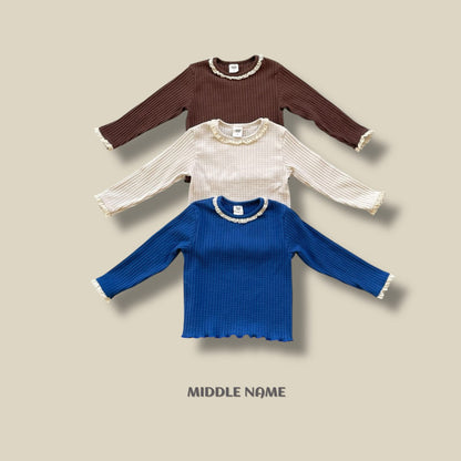 【予約】rib lace T  / middle name (S-JM)