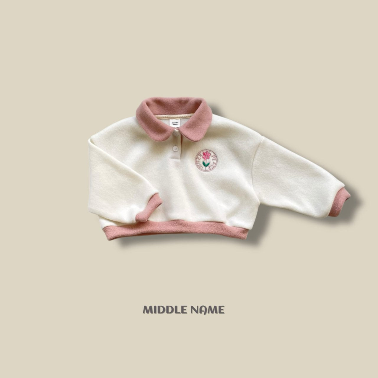 【予約】round embroidery collar T  / middle name (S-JM) 동글자수