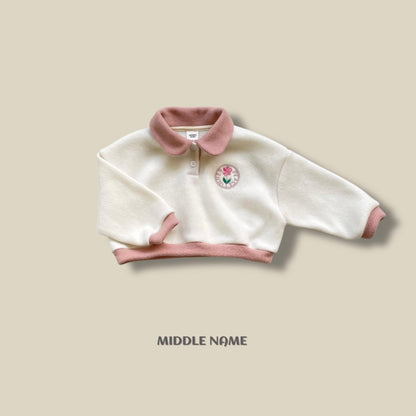 【予約】round embroidery collar T  / middle name (S-JM) 동글자수