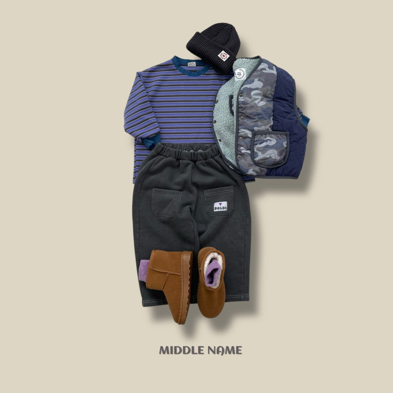 【予約】peach border T  / middle name (S-JM)