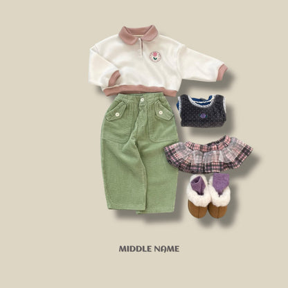 【予約】round embroidery collar T  / middle name (S-JM) 동글자수