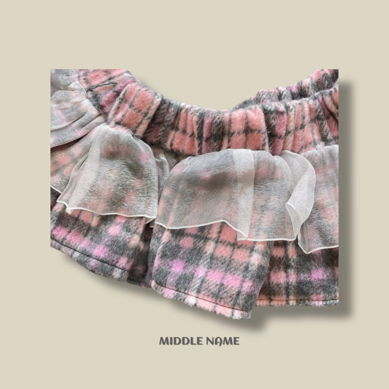 【予約】check layered skirt  / middle name (S-JM)　