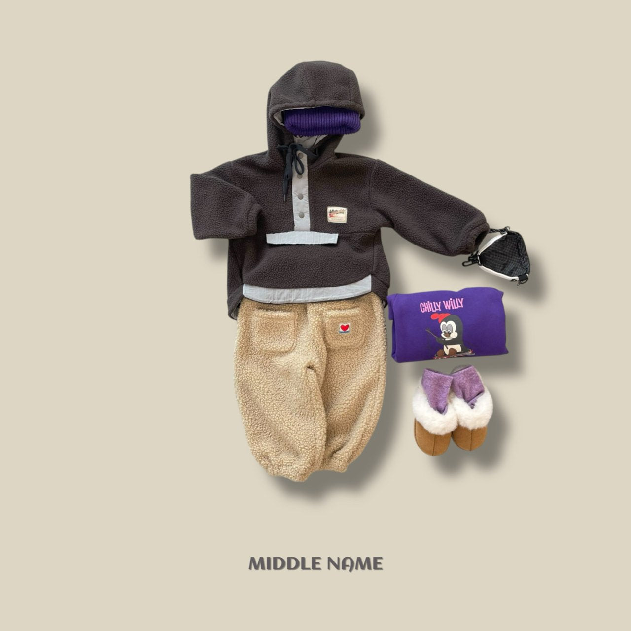 【予約】fleece hood anorak  / middle name (S-JM)