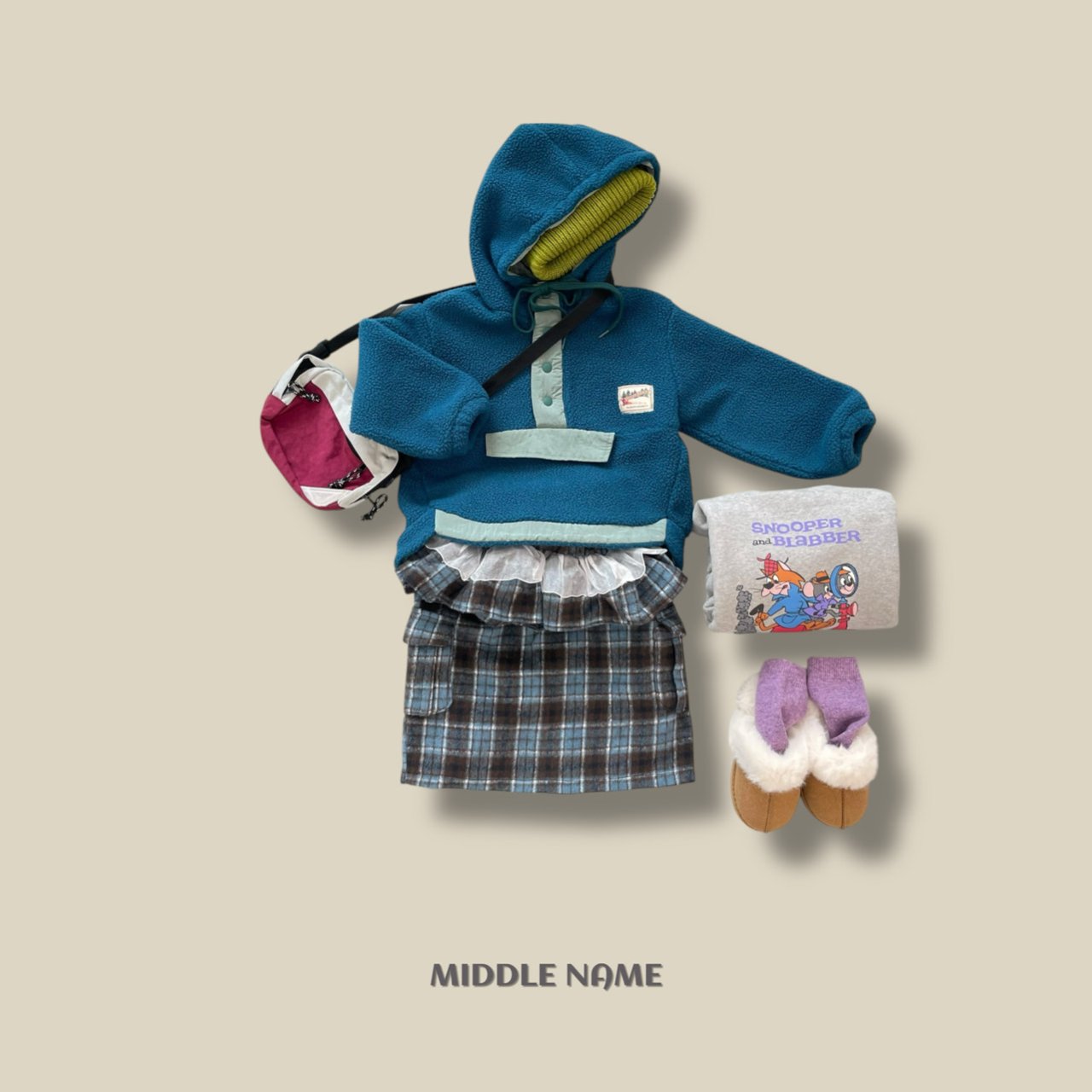 【予約】check layered skirt  / middle name (S-JM)　