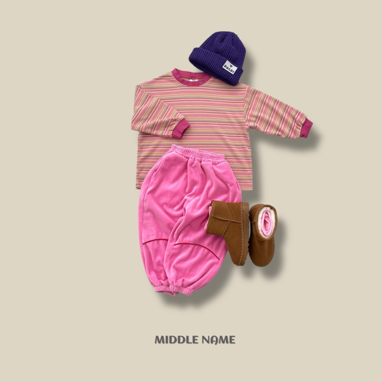 【予約】peach border T  / middle name (S-JM)