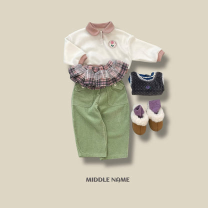 【予約】check layered skirt  / middle name (S-JM)　