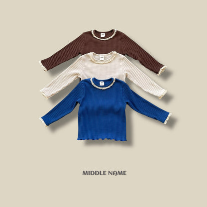 【予約】rib lace T  / middle name (S-JM)