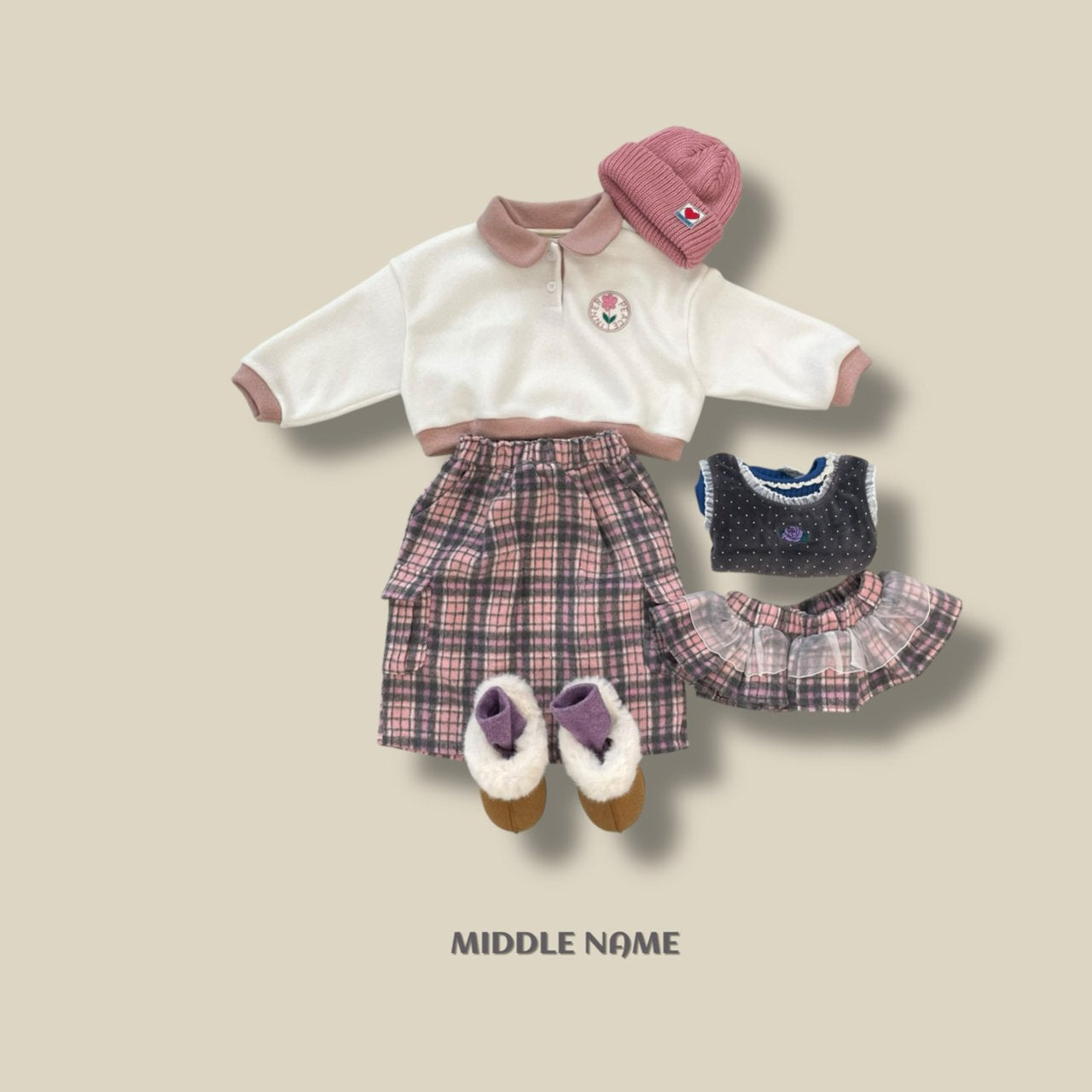 【予約】round embroidery collar T  / middle name (S-JM) 동글자수