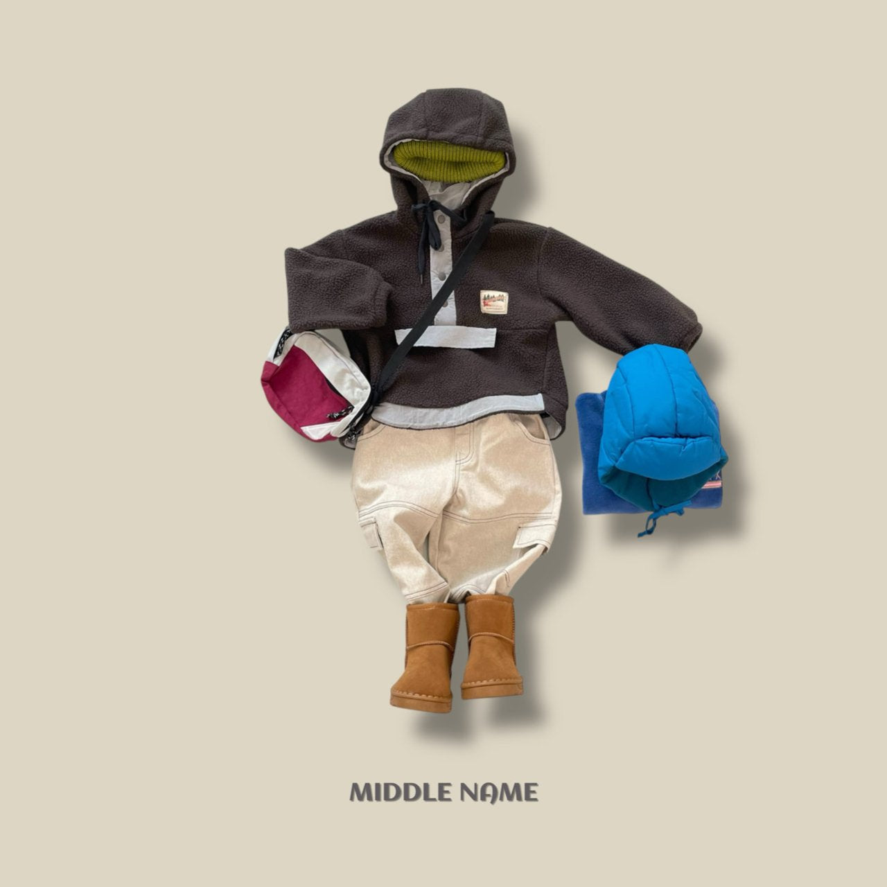 【予約】fleece hood anorak  / middle name (S-JM)