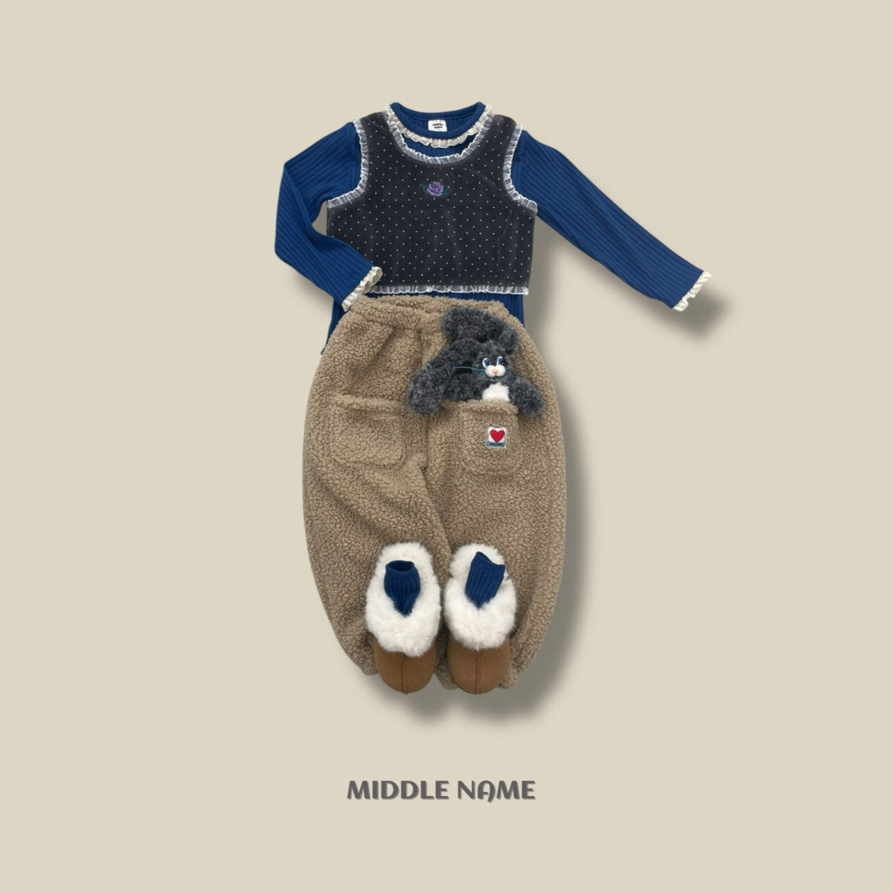 【予約】rib lace T  / middle name (S-JM)