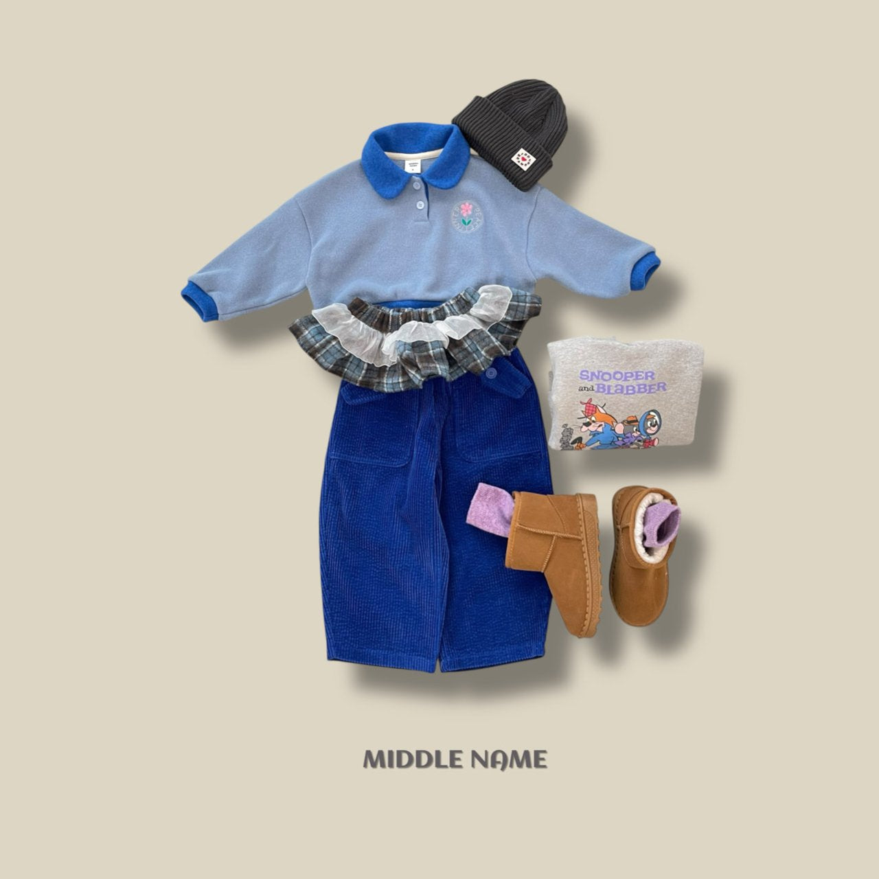 【予約】check layered skirt  / middle name (S-JM)　