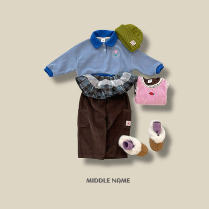 【予約】round embroidery collar T  / middle name (S-JM) 동글자수