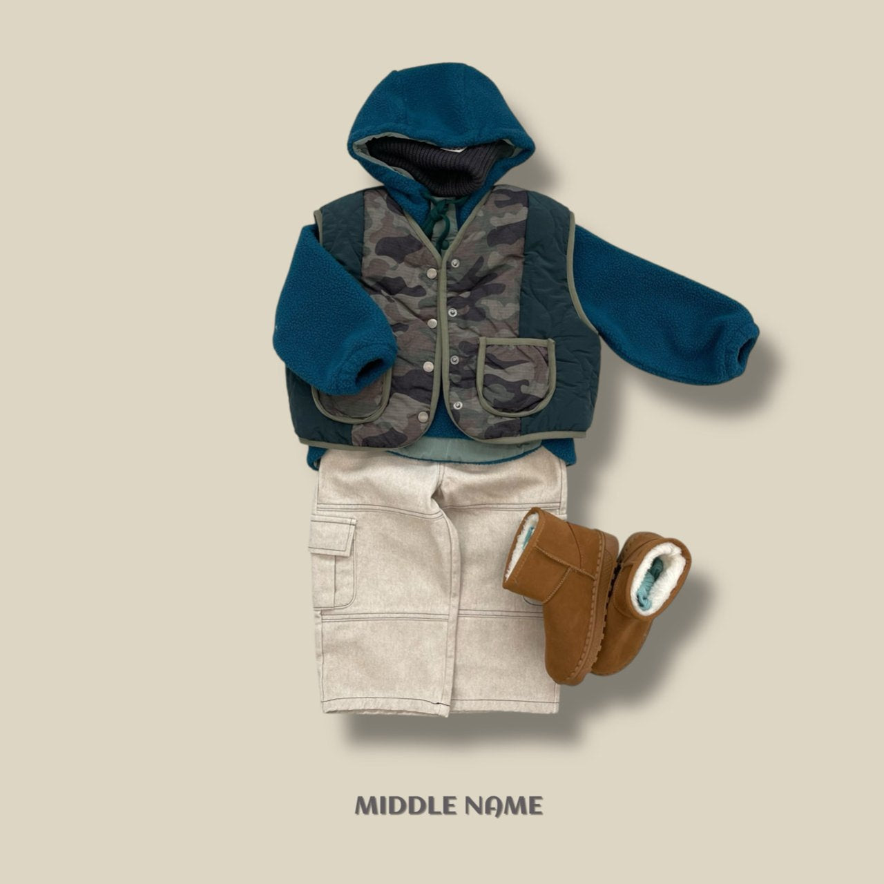 【予約】camouflagey reversible vest  / middle name (S-JM)
