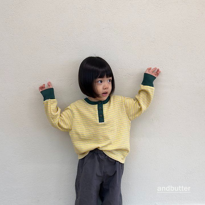 【予約】Stripe Henley T-Shirt / andbutter(S-JM)