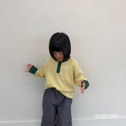 【予約】Stripe Henley T-Shirt / andbutter(S-JM)