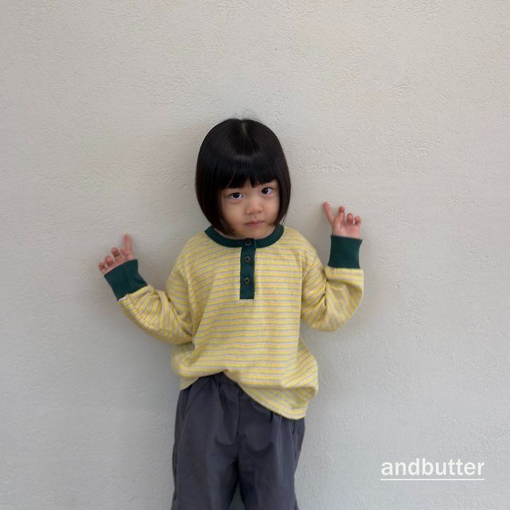 【予約】Stripe Henley T-Shirt / andbutter(S-JM)