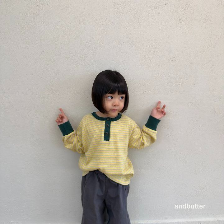 【予約】Stripe Henley T-Shirt / andbutter(S-JM)
