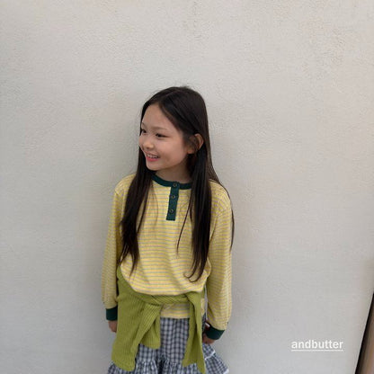 【予約】Stripe Henley T-Shirt / andbutter(S-JM)