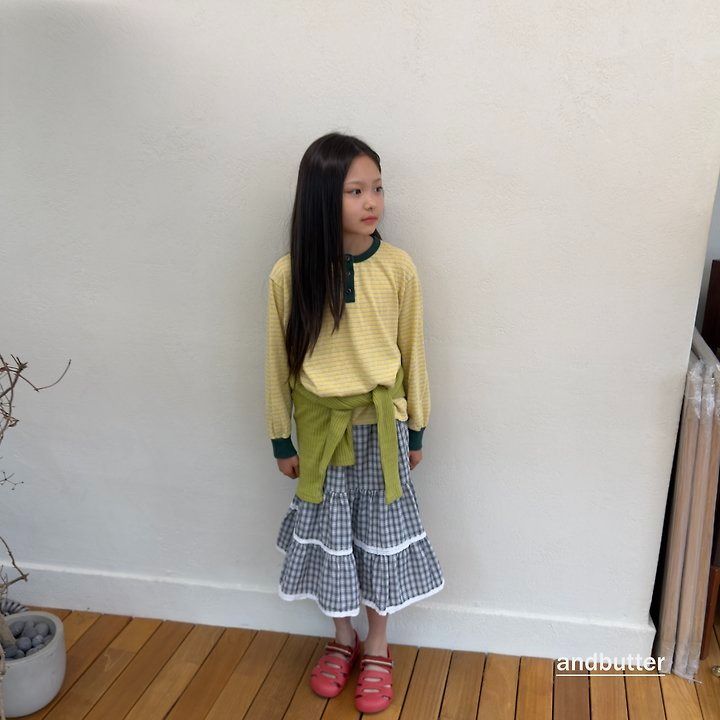 【予約】Stripe Henley T-Shirt / andbutter(S-JM)