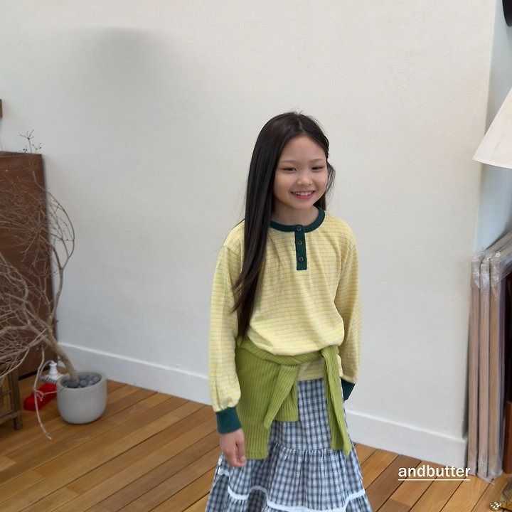 【予約】Stripe Henley T-Shirt / andbutter(S-JM)
